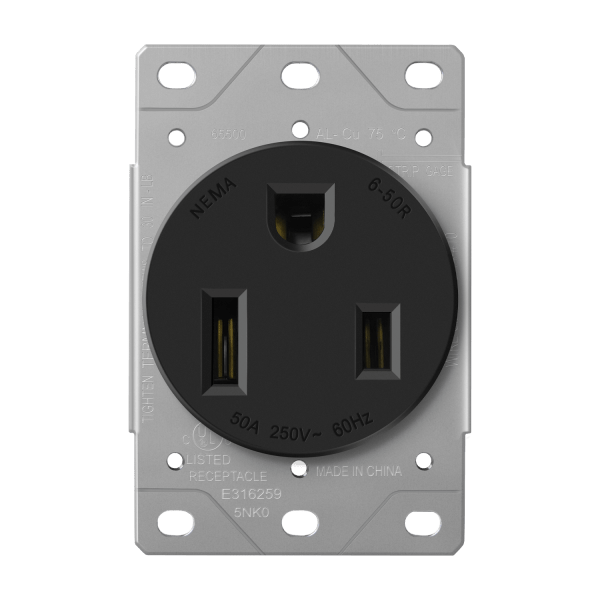 Straight Blade Device, 50 Amp, 250 Volt, NEMA 6 - 50R, 2 Pole 3 Wire - Sonic Electric