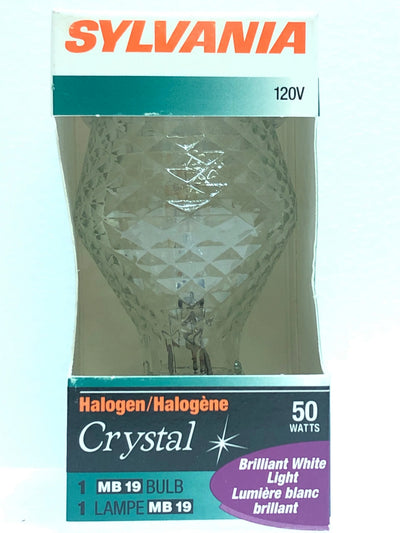 Sylvania 18968 50A/HAL/CRYSTAL 50W 120V A19 Medium Base Crystal Halogen Light Bulb - Sonic Electric