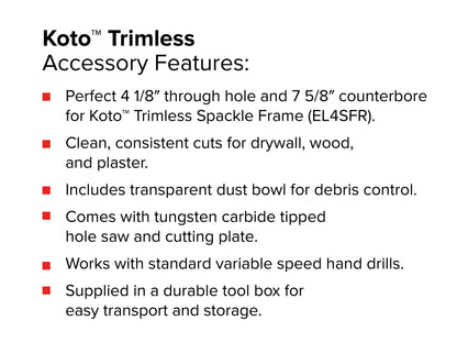 Elco EL4500 4" Trimless Adjustable Hole Saw for Trimless Spackle Frames