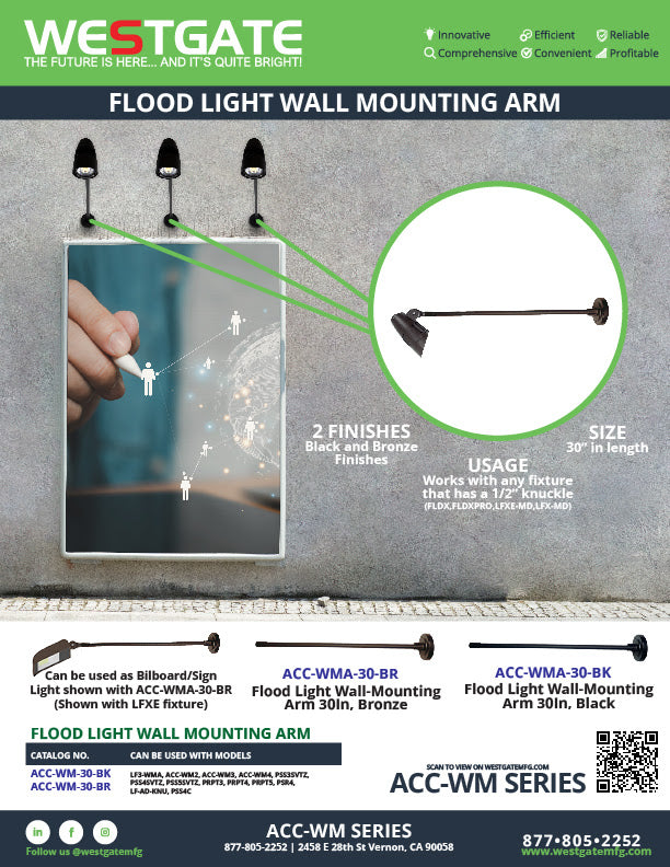 Westgate ACC-WMA 30" Flood Light Wall Mounting Arm Accessory