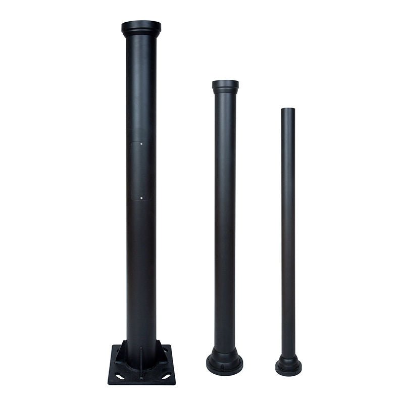 Westgate 144In Decorative Pole D1 Series, 3Pc, 2.36In Tenon, Black Led Outdoor Light - Black - Sonic Electric