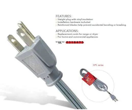 Westgate GPS8 - 2, Westgate 16AWG/3 Conductor Straight Plug, NEMA 5 - 15P, 125V, Gray - White - Sonic Electric