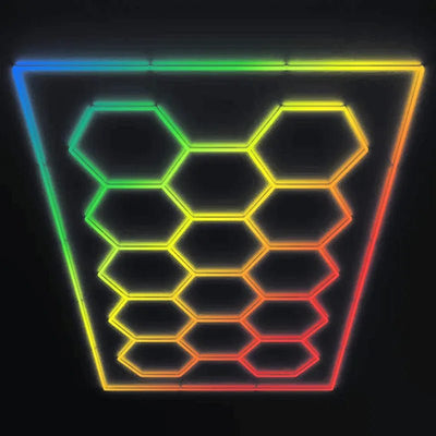 Westgate HEX-96X190-RGB-RC-BT RGB Hex Car Shop Decorative Light Kit with Frame, 96€™€™ X 190" Westgate App or Remote Control
