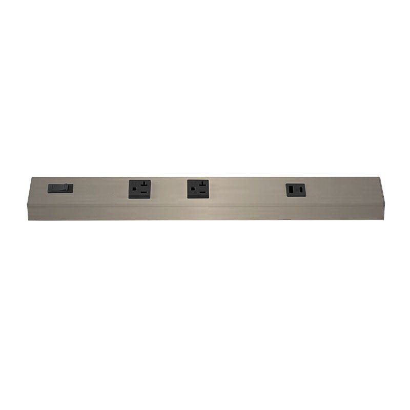 Westgate PSA - 12 - 2R - 1U - BN 12in Angled 2 - receptacle 1 Usb 20a Power Strip - Brushed Nickel - Sonic Electric