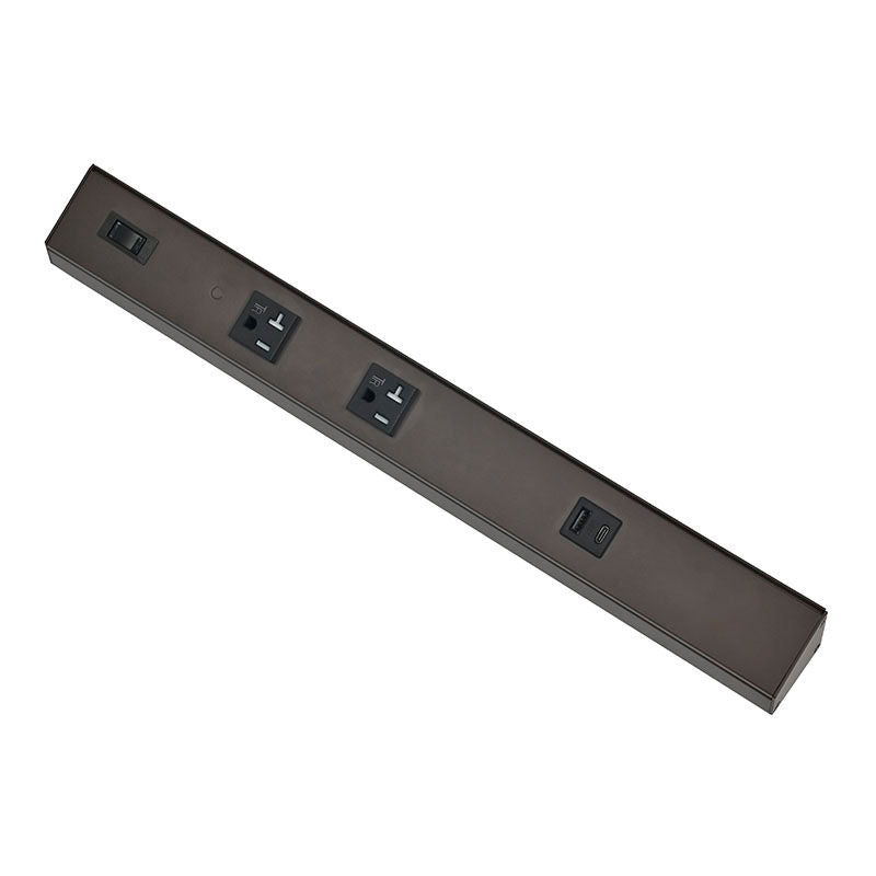 Westgate PSA - 18 - 2R - 1U - BR 18in Angled 2 - receptacle 1 Usb 20a Power Strip - Bronze - Sonic Electric