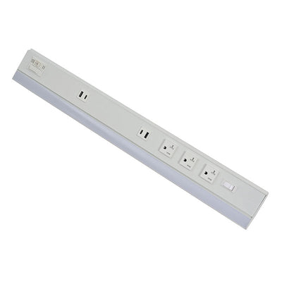 Westgate PSAL-18-2R-MCT5-WH 18in Angled 2-rec Power Strip and Uc Light 20a 600lm Cr90 5cct - White