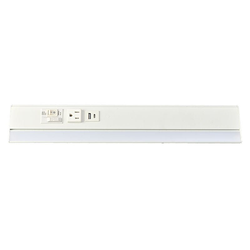 Westgate PSAL - 24 - 3R - MCT5 - WH 24in Angled 3 - rec Power Strip and Uc Light 20a 790lm Cr90 5cct - White - Sonic Electric