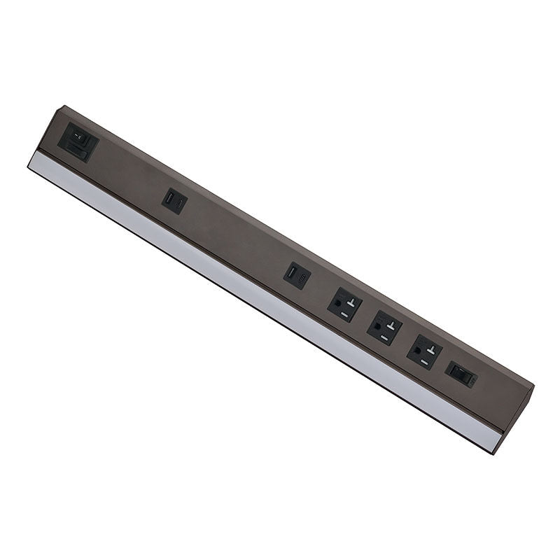 Westgate PSAL - 30 - 3R - MCT5 - BR 30in Angled 3 - rec Power Strip and Uc Light 20a 900lm Cr90 5cct - Bronze - Sonic Electric