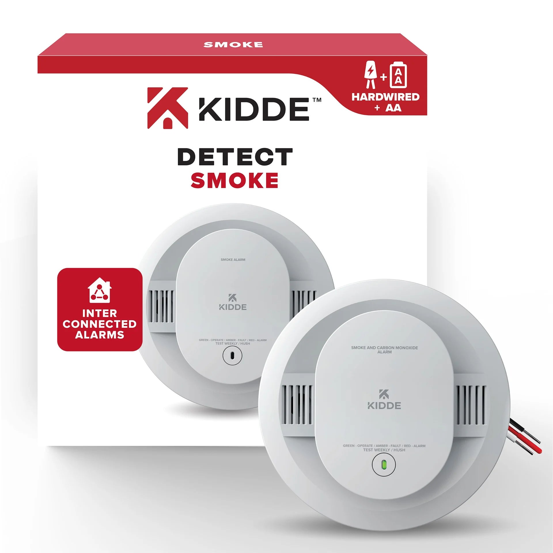 Kidde 20SAR DETECT Smoke Alarm Hardwired with AA Backup Battery