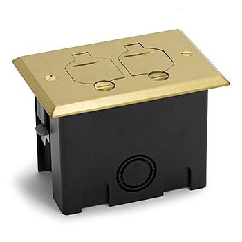 1 Duplex 15A Power Plastic Floor Box with Flip Lids – Stainless, Brass - Sonic Electric