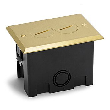 1 Duplex 15A Power Plastic Floor Box with Screw Plugs – Stainless, Brass - Sonic Electric