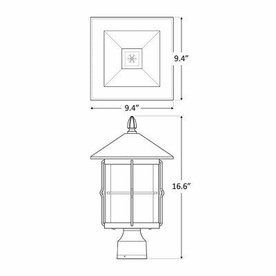 12W CCT-Adjustable LED Post Mount Lantern - 9-1/5" Square, 1200 Lumens - Sonic Electric