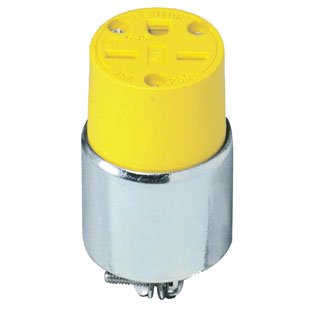 15 Amp, Leviton 250 Volt, 2P, 3W, Connector, Straight Blade, Commercial Grade, Armored, Grounding , Steel - Sonic Electric