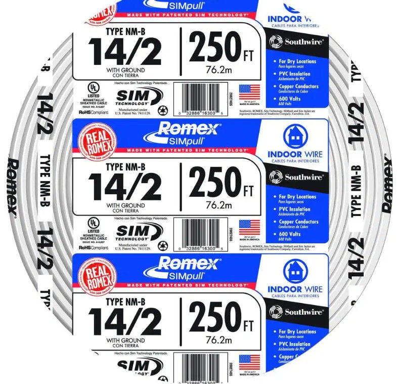 250 ft. 14/2 Romex SIMpull Solid NM-B W/G Wire – Sonic Electric
