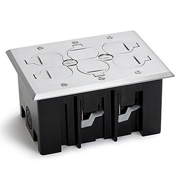 3 Duplex 15A Power Plastic Floor Box with Flip Lids – Stainless, Brass - Sonic Electric