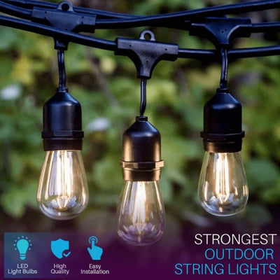 ABBA 12V 30W 48 Ft. Bistro String Lights - 3000K, Warm White - Sonic Electric