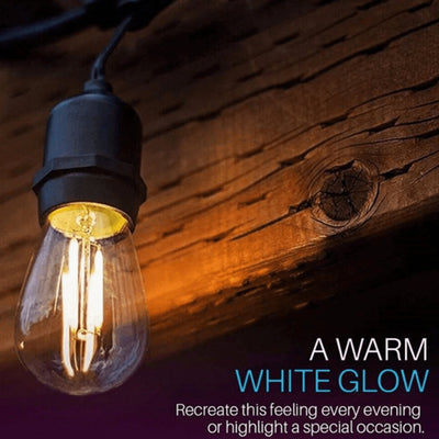 ABBA 12V 30W 48 Ft. Bistro String Lights - 3000K, Warm White - Sonic Electric