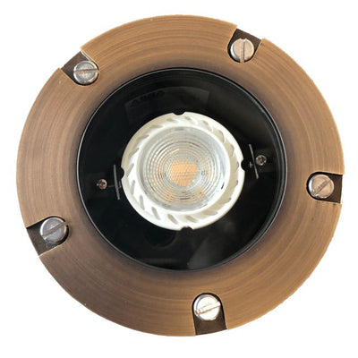 ABBA 12V Brass In-Ground Round Glass LED Well Light - Multiple Finishes - Sonic Electric