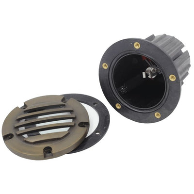 ABBA 12V Cast Brass LED Well Light with Aluminum Grill - Multiple Finishes - Sonic Electric