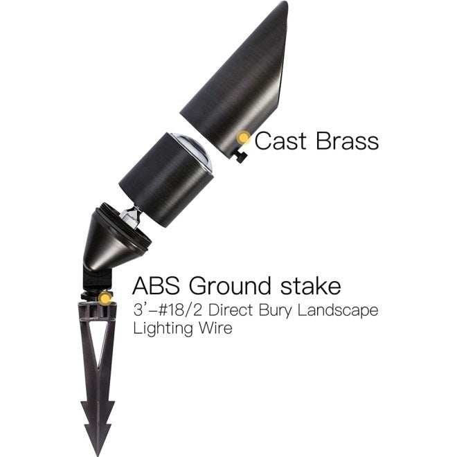 ABBA 12V Cast Brass Spot Light - Natural or Dark Brass Finish - Sonic Electric
