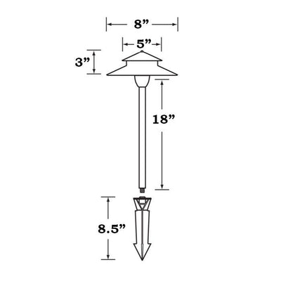 ABBA 12V Cast Brass Two-Tier Pagoda Path Light - Bulb Sold Seperately - Sonic Electric