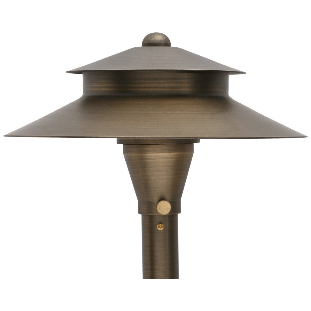 ABBA 12V Cast Brass Two-Tier Pagoda Path Light - Bulb Sold Seperately - Sonic Electric