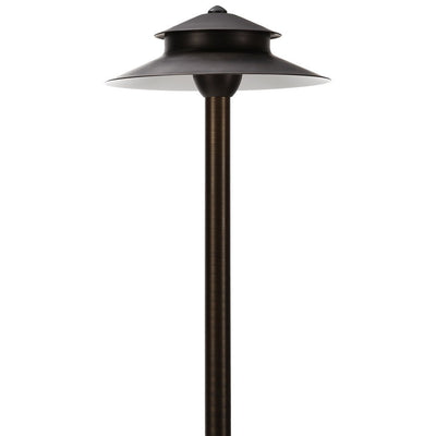 ABBA Brass Two-Tier Pagoda LED Path Light - Dark Brass - Sonic Electric