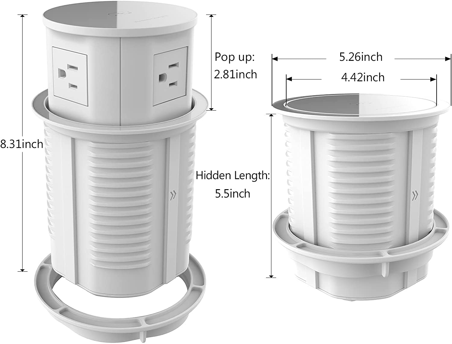 Compact Wireless Charging Kitchen Counter Pop Up With 4 Receptacles & 2 USB Ports - Sonic Electric