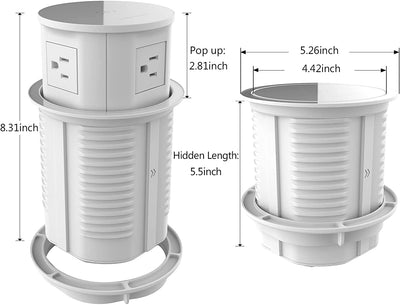 Compact Wireless Charging Kitchen Counter Pop Up With 4 Receptacles & 2 USB Ports - Sonic Electric