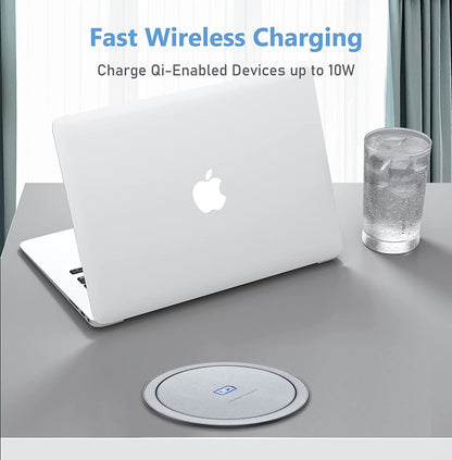 Compact Wireless Charging Kitchen Counter Pop Up With 4 Receptacles & 2 USB Ports - Sonic Electric