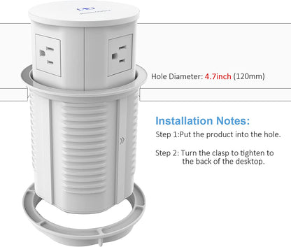 Compact Wireless Charging Kitchen Counter Pop Up With 4 Receptacles & 2 USB Ports - Sonic Electric