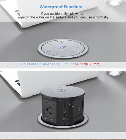 Compact Wireless Charging Kitchen Counter Pop Up With 4 Receptacles & 2 USB Ports - Sonic Electric