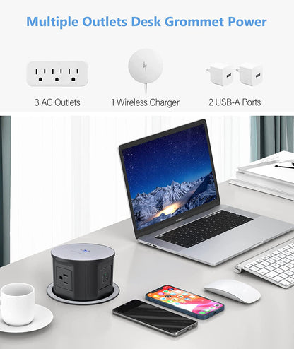 Compact Wireless Charging Kitchen Counter Pop Up With 4 Receptacles & 2 USB Ports - Sonic Electric