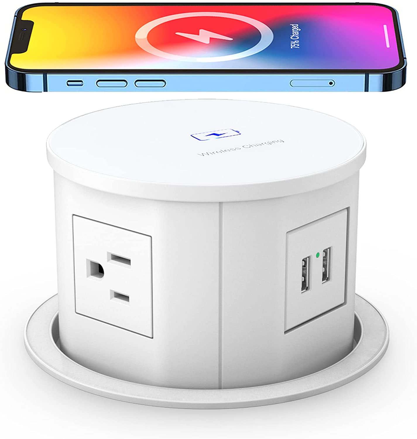 Compact Wireless Charging Kitchen Counter Pop Up With 4 Receptacles & 2 USB Ports - Sonic Electric