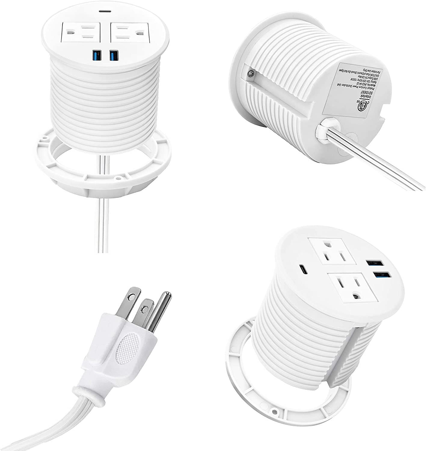Counter Pop Up With 2 AC Plugs and 3 USB Charging Ports - Sonic Electric