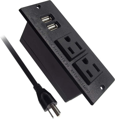 Desktop Power Grommet Conference Recessed Power Strip With 2-Socket & 2-USB Ports - Sonic Electric