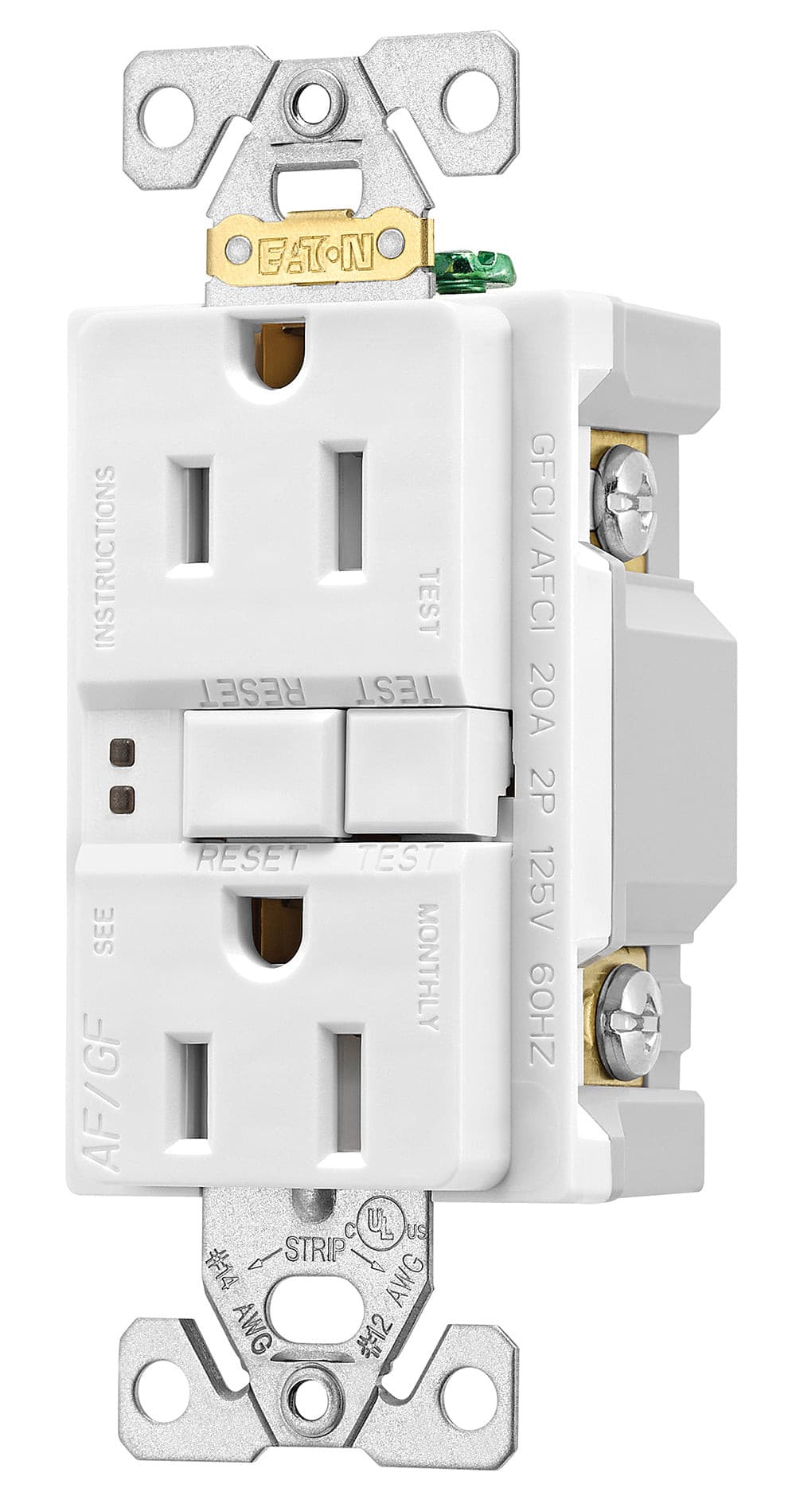 Eaton TRAFGF15W Arc Fault/ GF Ground Fault Dual-Purpose Duplex Receptacle 15A, White - Sonic Electric
