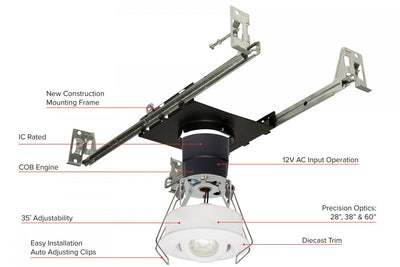 Elco 1" Round Recessed Adjustable Oak Gimbal - Multiple Finishes/Color Temperatures - Sonic Electric