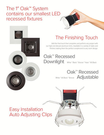 Elco 1" Round Recessed Oak Downlight - Multiple Finishes/Color Temperatures - Sonic Electric