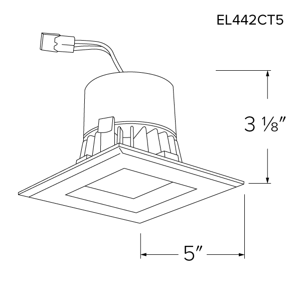 Elco 11W 120V 4" Square LED Reflector Insert with 5-CCT Switch - Sonic Electric