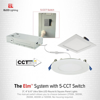 Elco 11W 120V 4" Ultra Slim LED Round Panel Light with 5-CCT Switch - Bronze - Sonic Electric