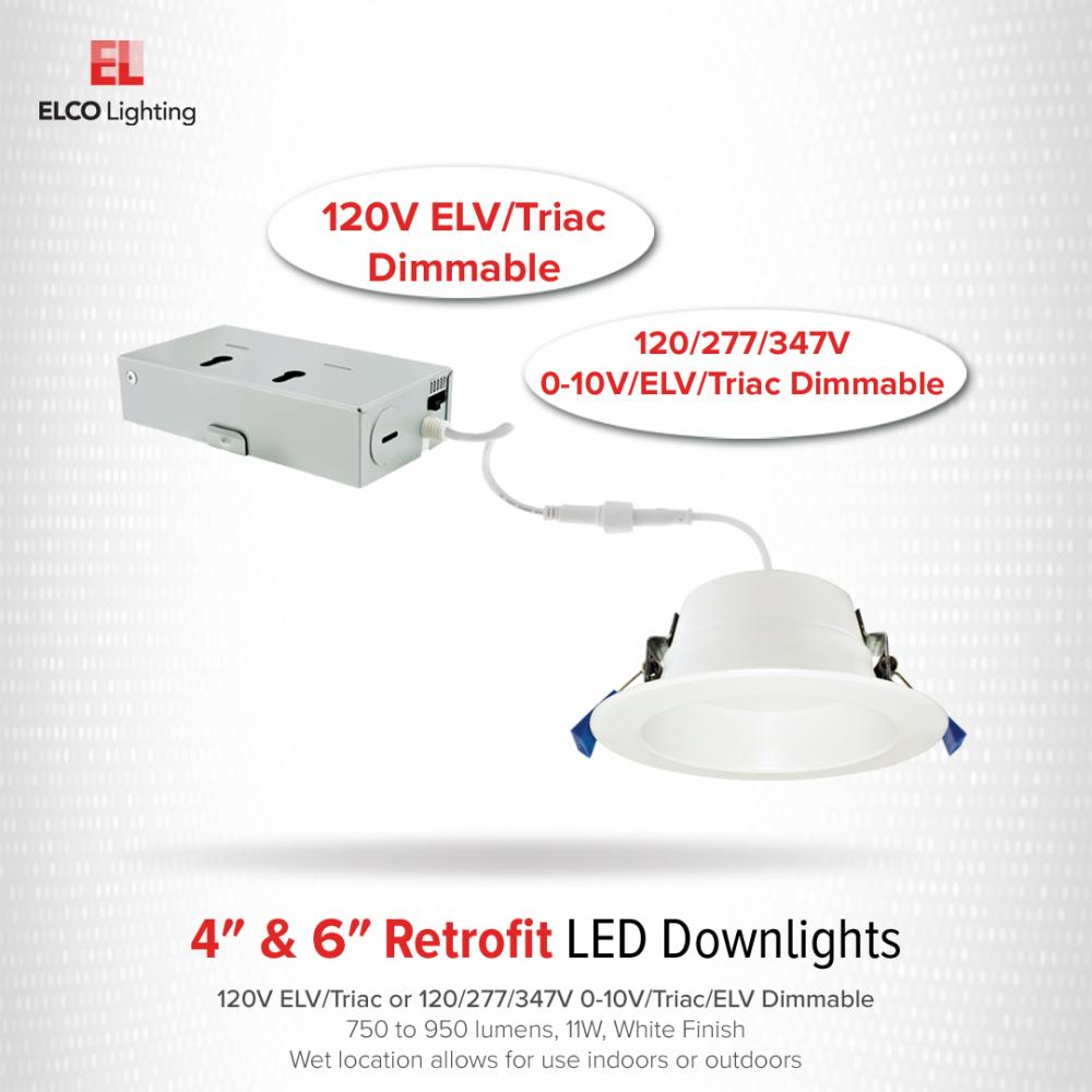 Elco 11W 4" LED Recessed Downlights with 5-CCT Switch - White, Black or Bronze Finish - Sonic Electric