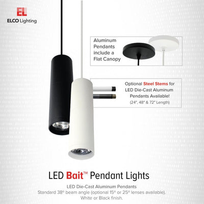 Elco 120V 40W 4" LED Diecast Aluminum Pendant with 3CCT Switch - White or Black Finish - Sonic Electric