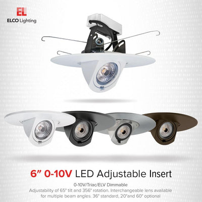 Elco 12.6W 2700K/3000K 6 0-10V Adjustable LED Inserts - Multiple Finishes - Sonic Electric