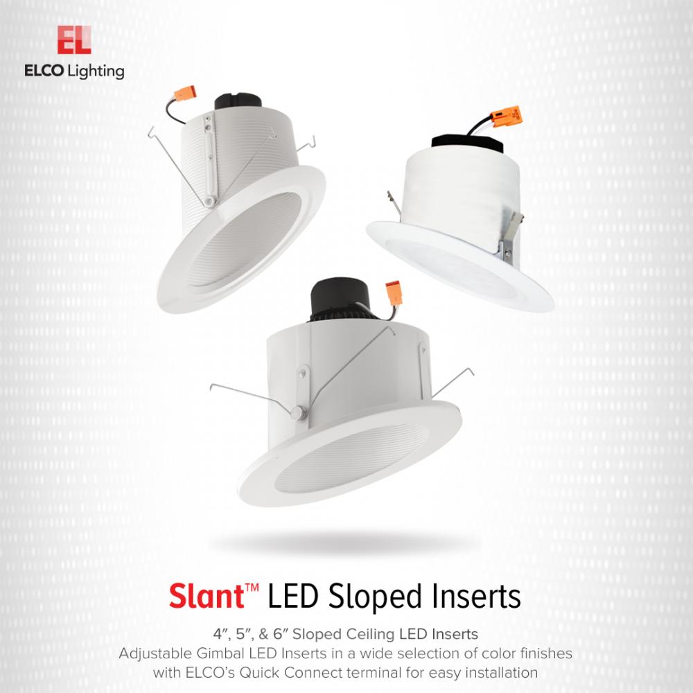 Elco 15W-18W 120V 6" Sloped Ceiling LED Reflector Insert with 5-CCT Switch - Sonic Electric