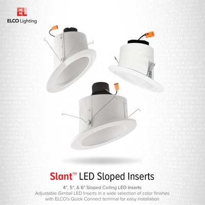Elco 15W 5" Sloped Ceiling LED Reflector Insert Downlight Trim - 5CCT, 1050 Lumens - Sonic Electric