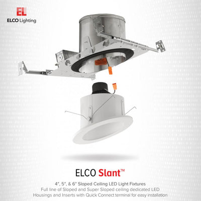 Elco 15W 5" Sloped Ceiling LED Reflector Insert Downlight Trim - 5CCT, 1050 Lumens - Sonic Electric
