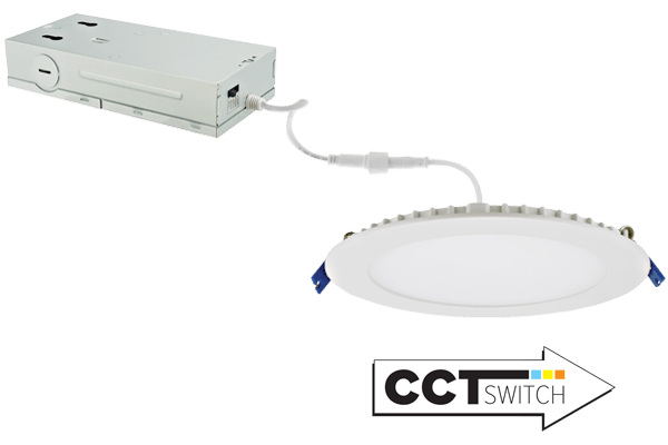 Elco 15W 6" 120/277/347V Ultra Slim LED Round Panel Light with 5-CCT Switch - Sonic Electric