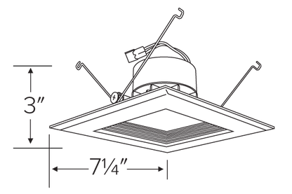 Elco 16W 120V 6" Square LED Baffle Insert Downlight with 3-CCT Switch - Sonic Electric