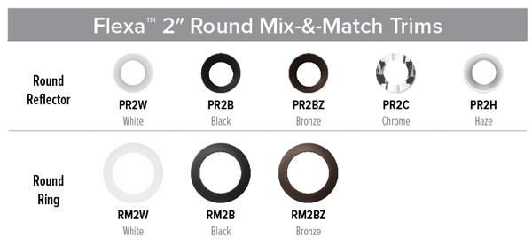 Elco 2" Round Flexa™ Interchangeable Reflector Trims - Multiple Finishes - Sonic Electric